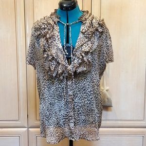 🔥Vintage Dizzy Lizzy Leopard Ruffle Top